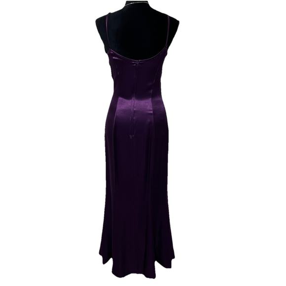 90s Jessica McClintock Gunne Sax Maxi Satin Prom Dress Plum Purple 7/8 Y2K VTG - Picture 5 of 14